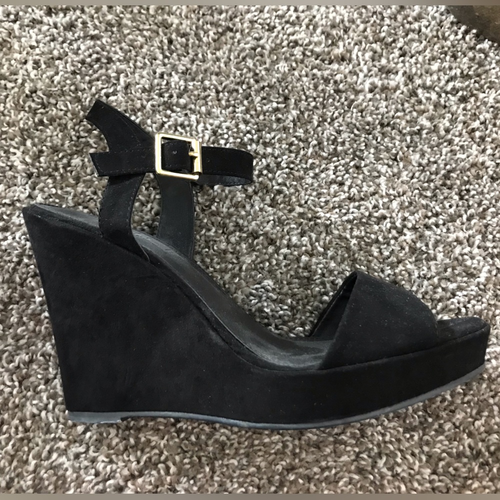 Office London Wedge Heel Sandals Size US 8 (EU 39) - Black